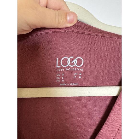 LOGO Lori Goldstein Button Cardigan Long Sleeve Maeve Stretch Jersey Ruffle Hem - Picture 6 of 7